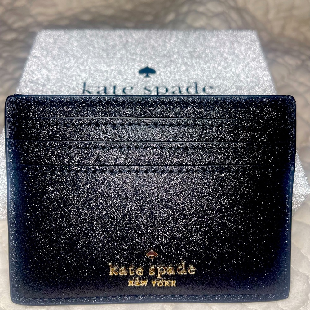 Kate Spade Shimmy Glitter Card Holder Wallet (black)